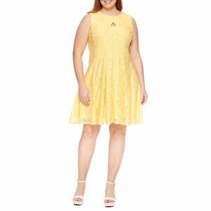 NEW Danny & Nicole Yellow Lace Dress with Cutout Neck Sleeveless Size 24W